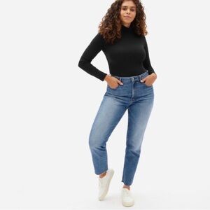 Everlane The Curvy Cheeky Jeans Ankle High Rise Denim Raw Hem Medium Wash 27 Reg